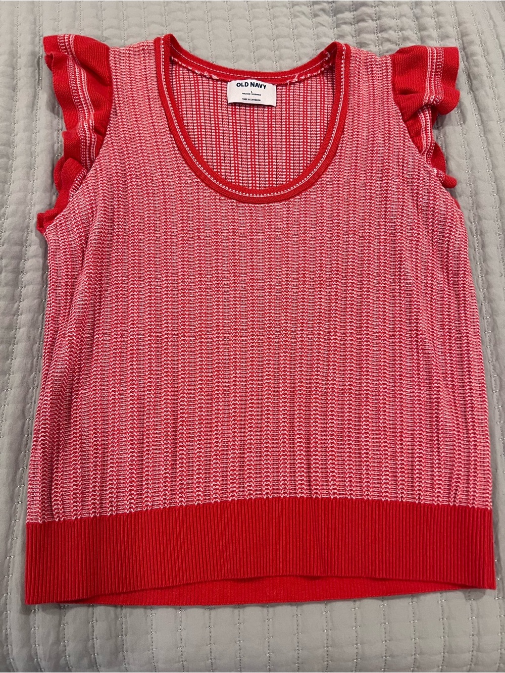 Old Navy Red Knit Cap Sleeve Blouse